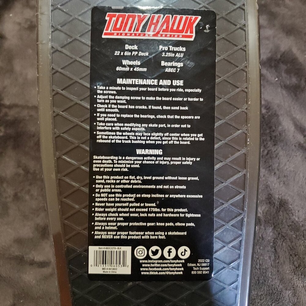 Tony Hawk Black Mini Skateboard Signature Series 22"L x 6"W New Sealed - Picture 2 of 13
